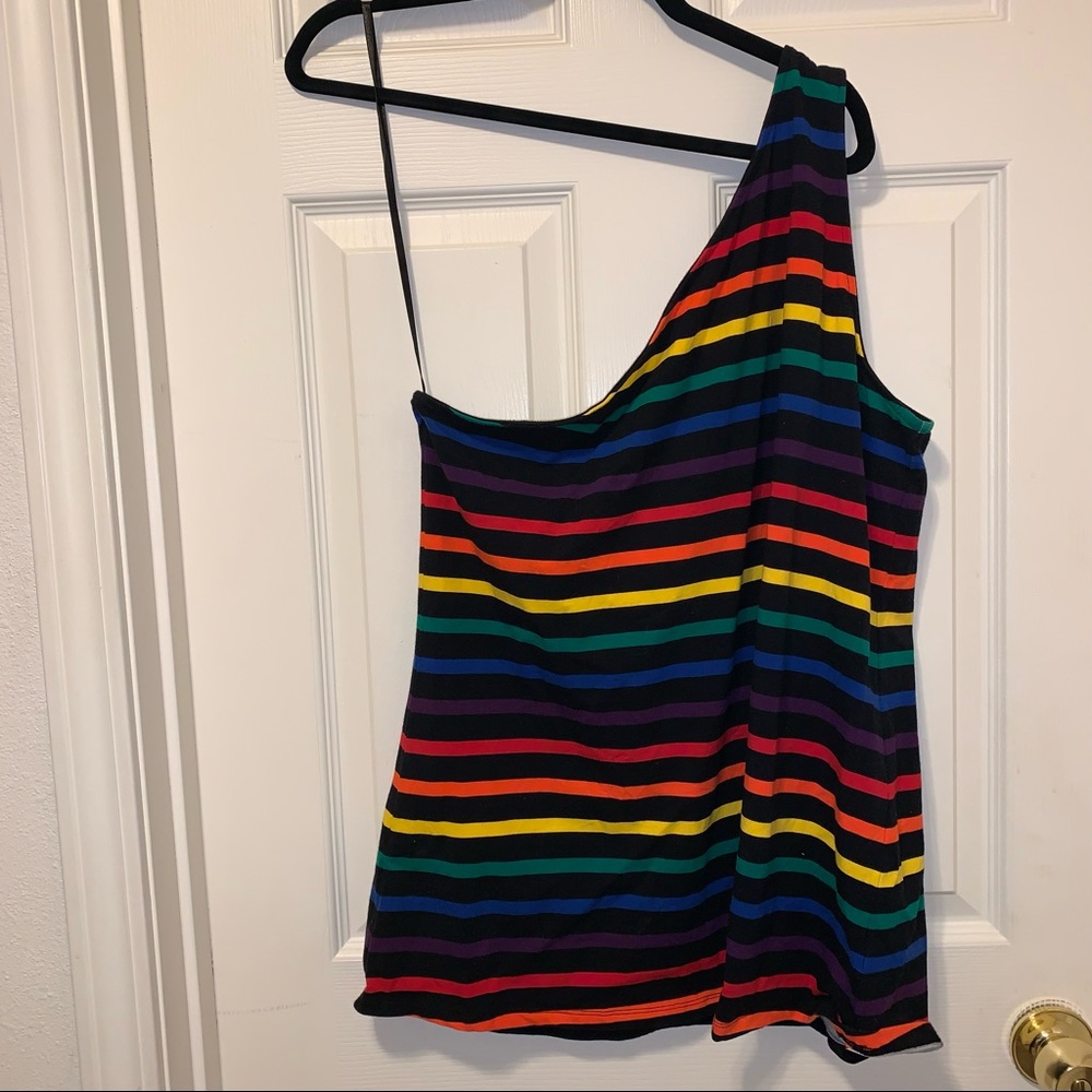 TORRID ONE SHOULDER RAINBOW TANK